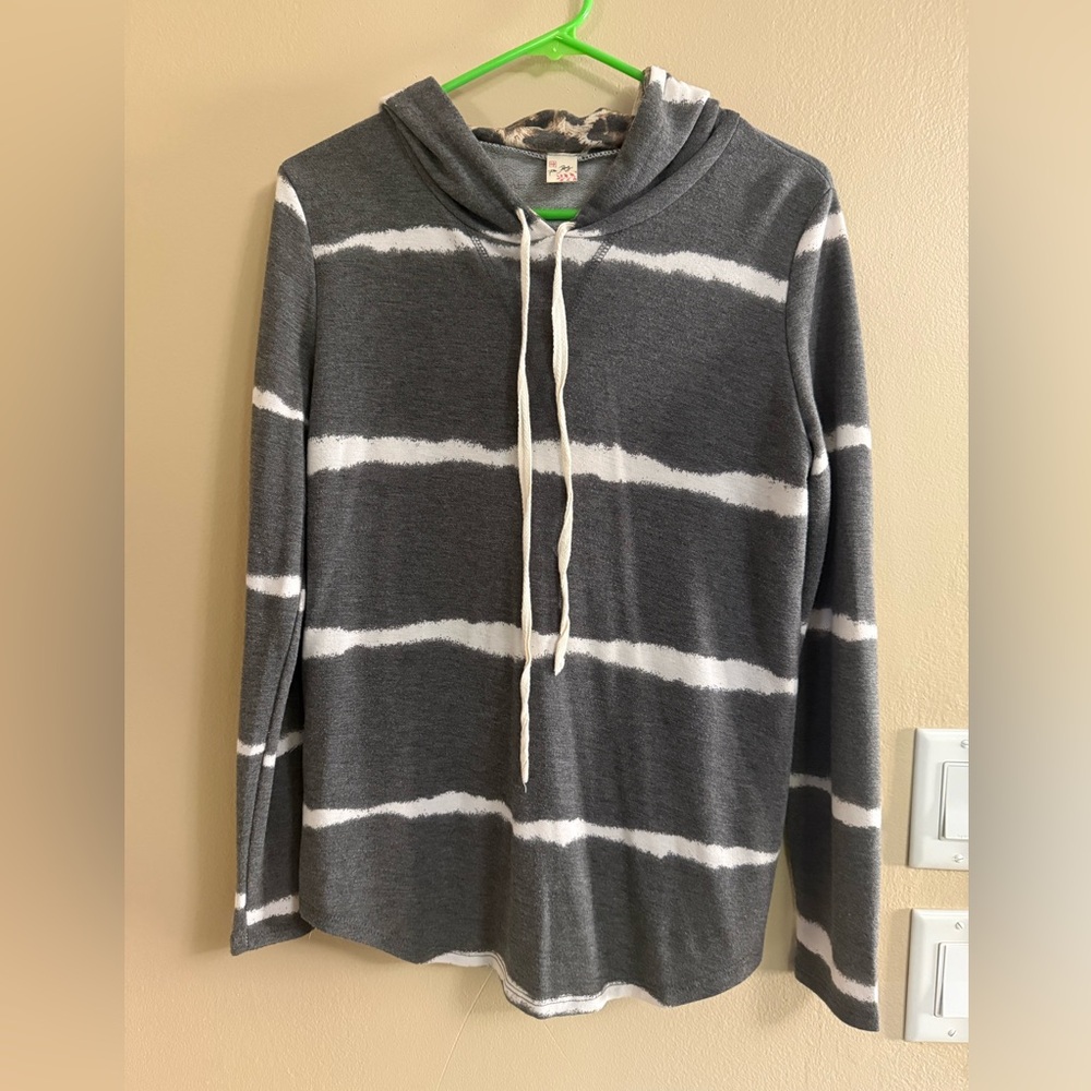 Gray and White Striped Sweater